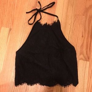 Topshop Lace Cropped Halter Top